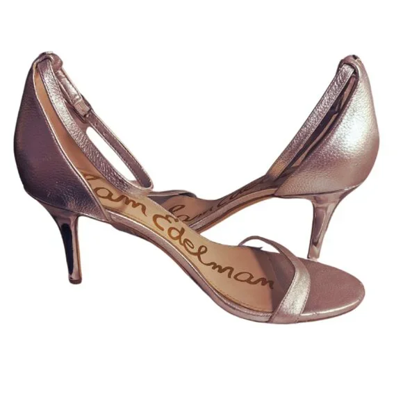 Sam Edelman Metallic Silver Ankle Strap Sandal with Heel Size 10 – Bridal - Picture 6 of 9